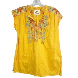 JOHNNY WAS BIYA | Haddie Embroidered Top Blouse Yellow SZ XS